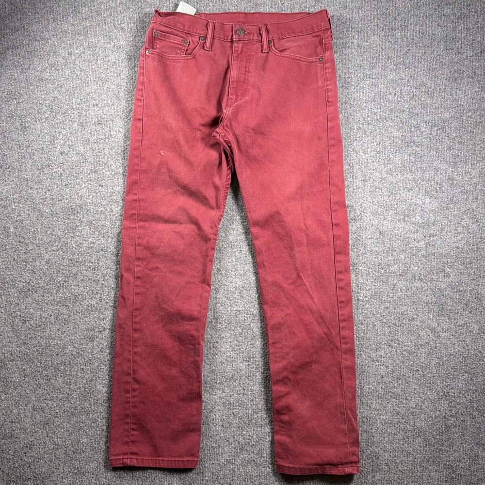Levi's 513 Slim Straight Pants Mens 31x30 Burgundy Maroon Stretch White Tab